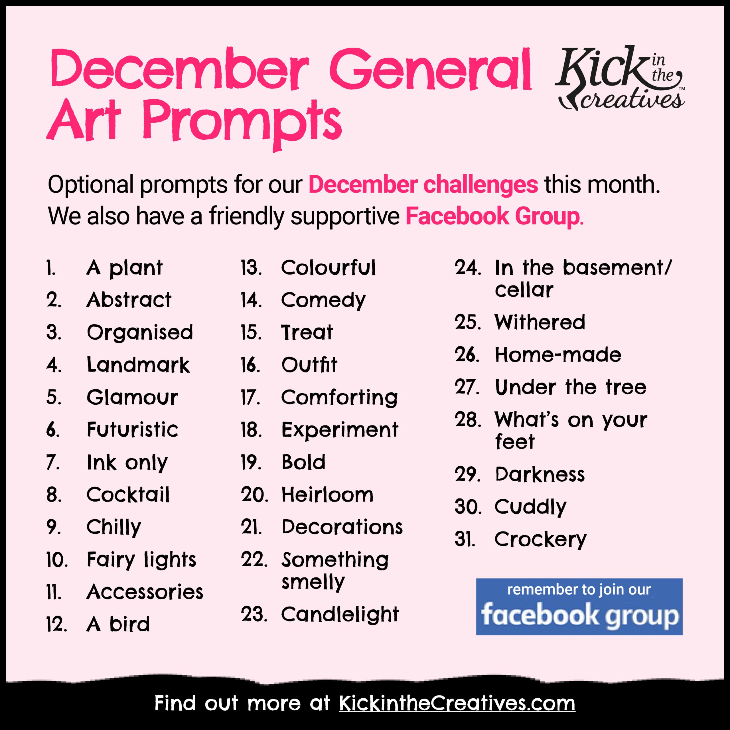 December 2023 Art prompts