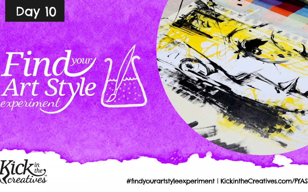 Find Your Art Style Experiment Day  10 – Mark Making with Acrylic Paint