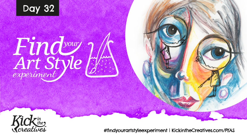 Find Your Art Style Experiment Day 32 – Abstract Face with Inktense Blocks