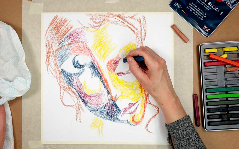 Find Your Art Style Experiment Day 41 - Inktense Blocks Abstract Face -  Kick in the Creatives
