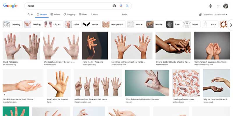 hand reference from Google Images